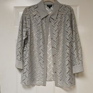 Worth Gray Lace Button Down Shirt